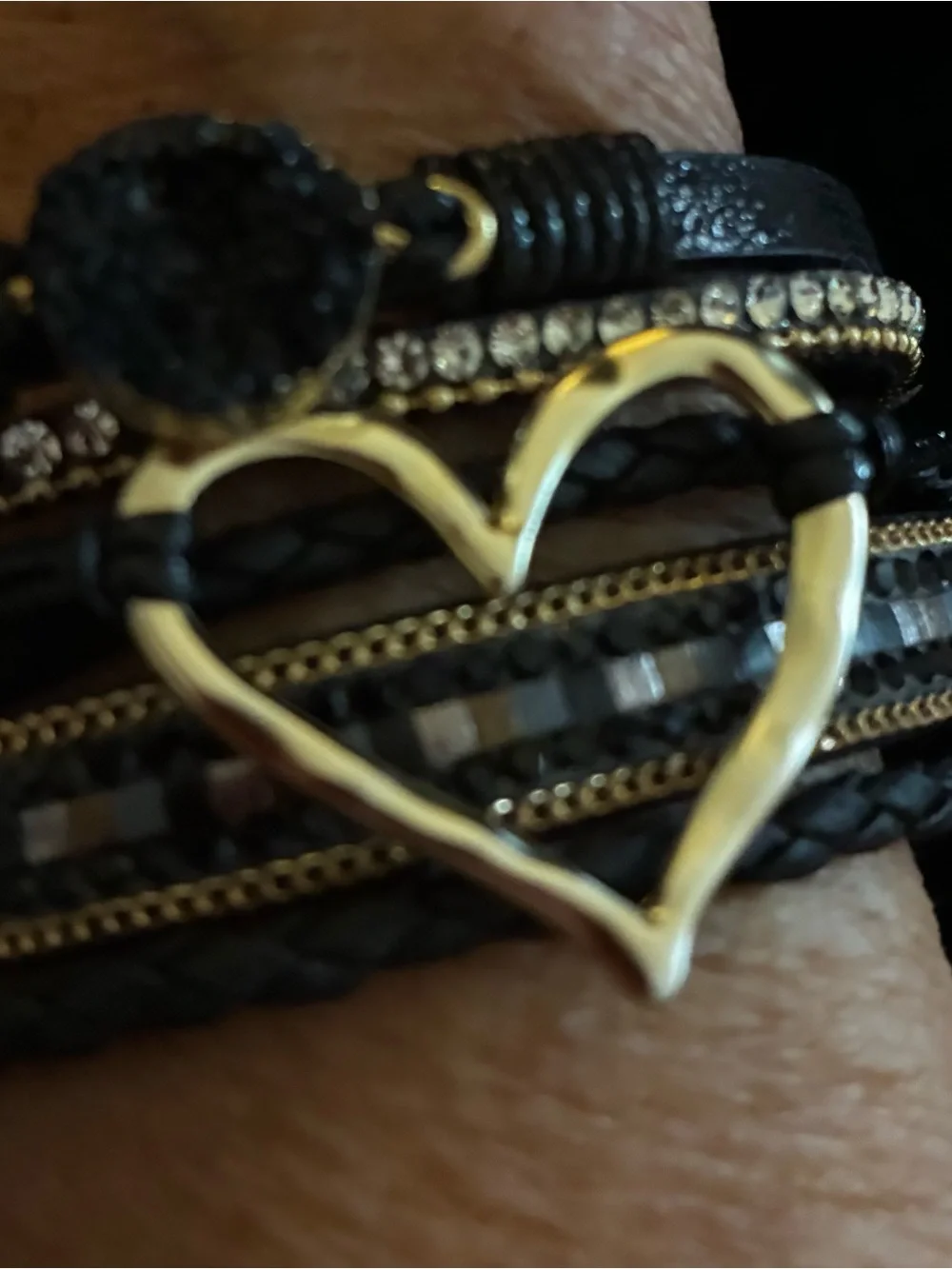 Bracelet EUC bohemian-style multilayer black pu leather wrap Love